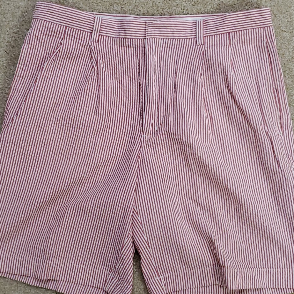 Red seersucker Cutter & Buck shorts